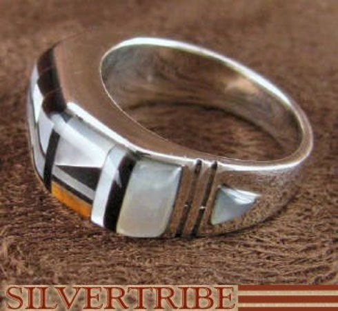 Silver Jewelry Mother of Pearl Multicolor Ring Size 5-3/4 RS38640